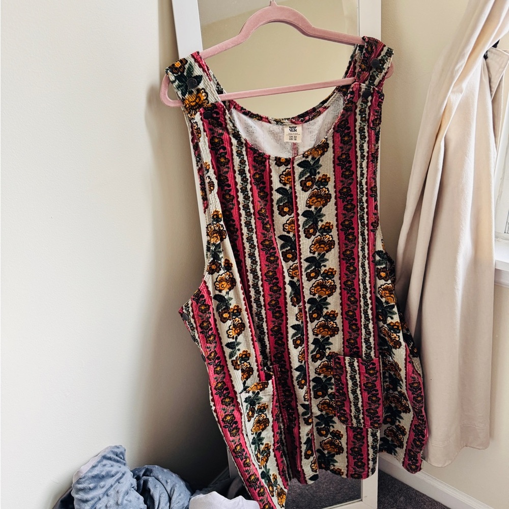 Lucy & Yak Pink and Cream Floral Overall Dress